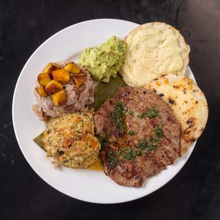 Carne Asada, Arepa, & Guacamole